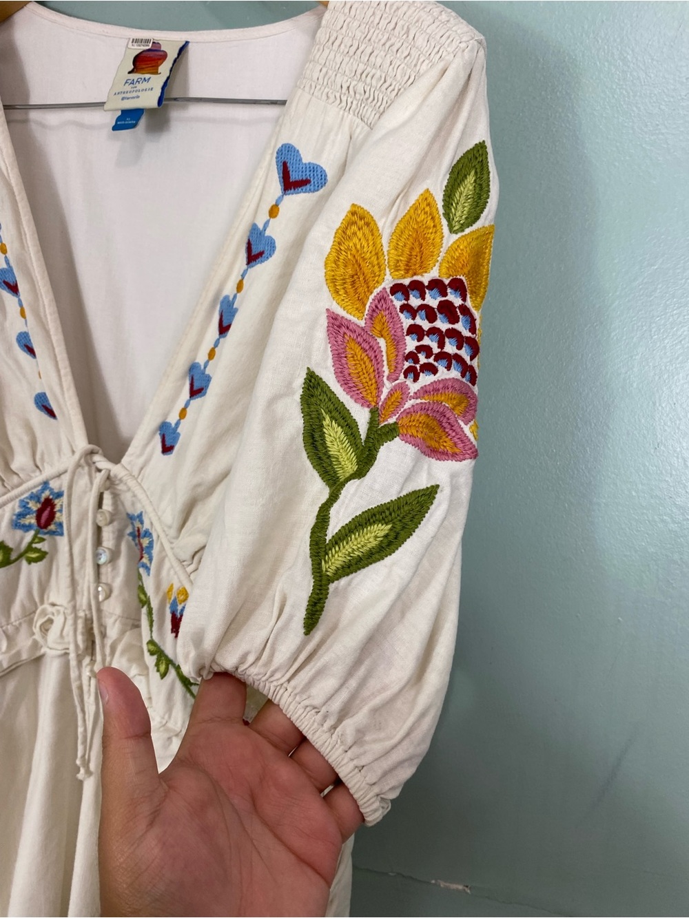 Farm Rio Peplum Embroidered Romper XL - Picture 6 of 7